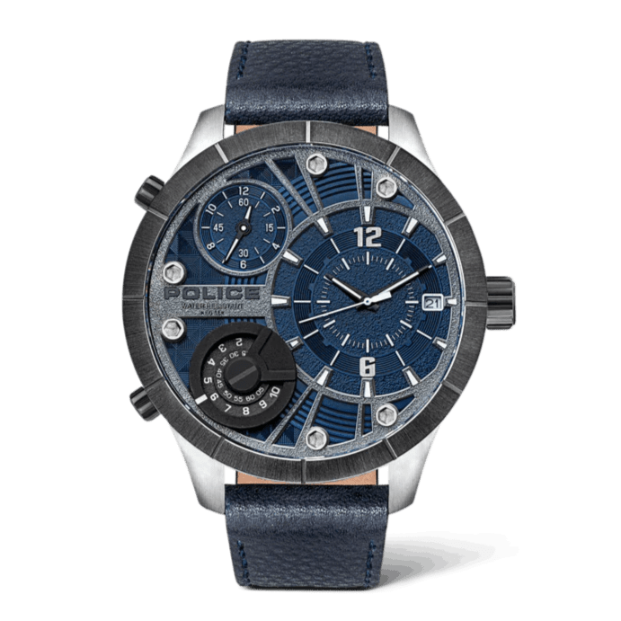 Police Bushmaster Blue Leather 52mm Men's Watch | PL15662XSTU03 | TIME Watches