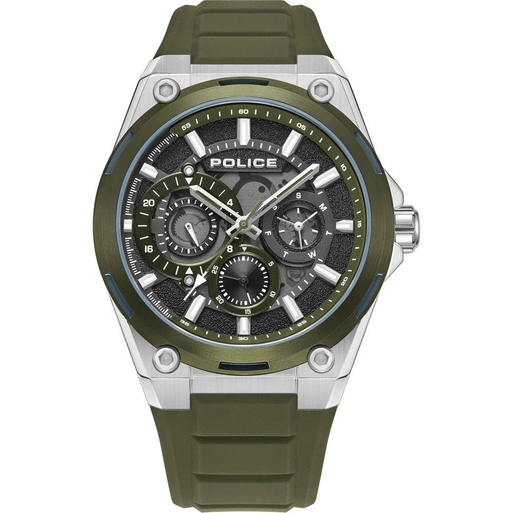 Police Salkantay Black Green Rubber 50mm Men's Watch | PEWJQ2203242 | TIME Watches