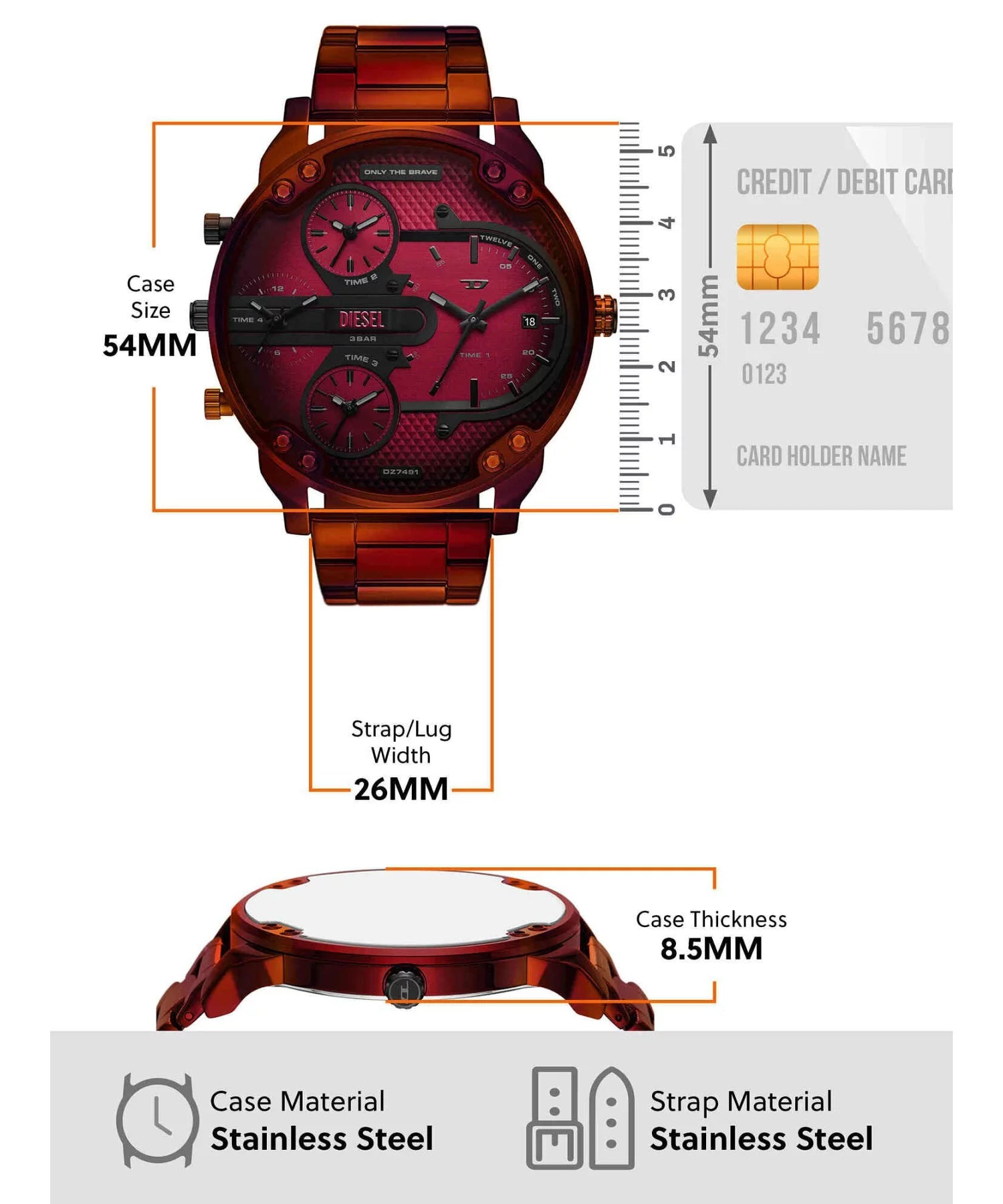 Diesel Mr. Daddy Slim Red Chronograph Men's Watch | DZ7491