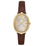 Emporio Armani Two Hand Brown Leather Grey Dial Women's Dress Watch | AR11708
