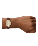 Emporio Armani Two Hand Brown Leather Grey Dial Women's Dress Watch | AR11708