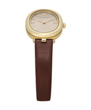 Emporio Armani Two Hand Brown Leather Grey Dial Women's Dress Watch | AR11708