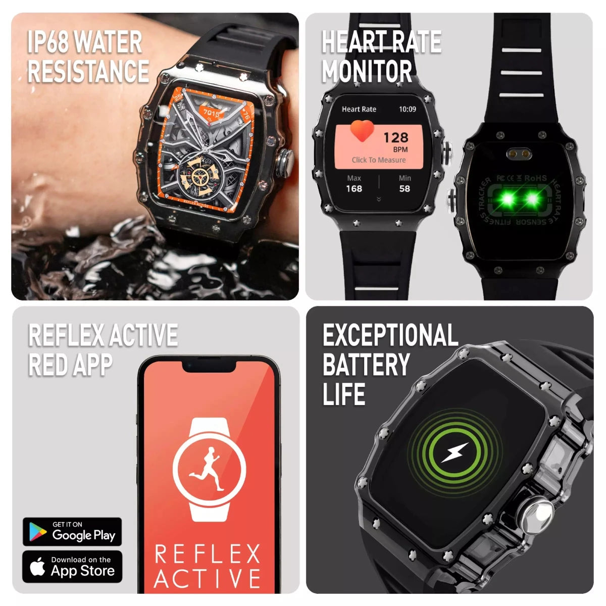 Reflex Active Black Series 51 IP Black Anadigi Dial Black Strap Unisex Watch | RA51 - 2225 | TIME Watches