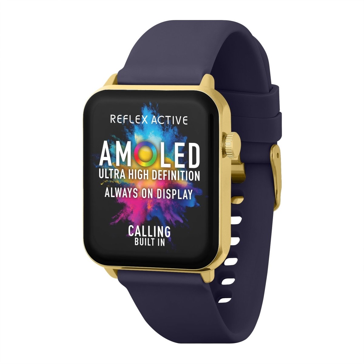 Reflex Active Series 30 Amoled Gold Case & Navy Silicon Strap Men's Smartwatch | RA30 - 2190 | TIME Watches