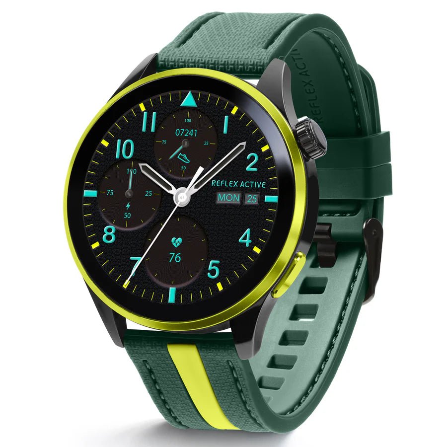 Reflex Active Series 54 Black Case Green Bezel Black Chrono Dial Green and Yellow Strap Unisex Watch | RA54 - 2238 | TIME Watches