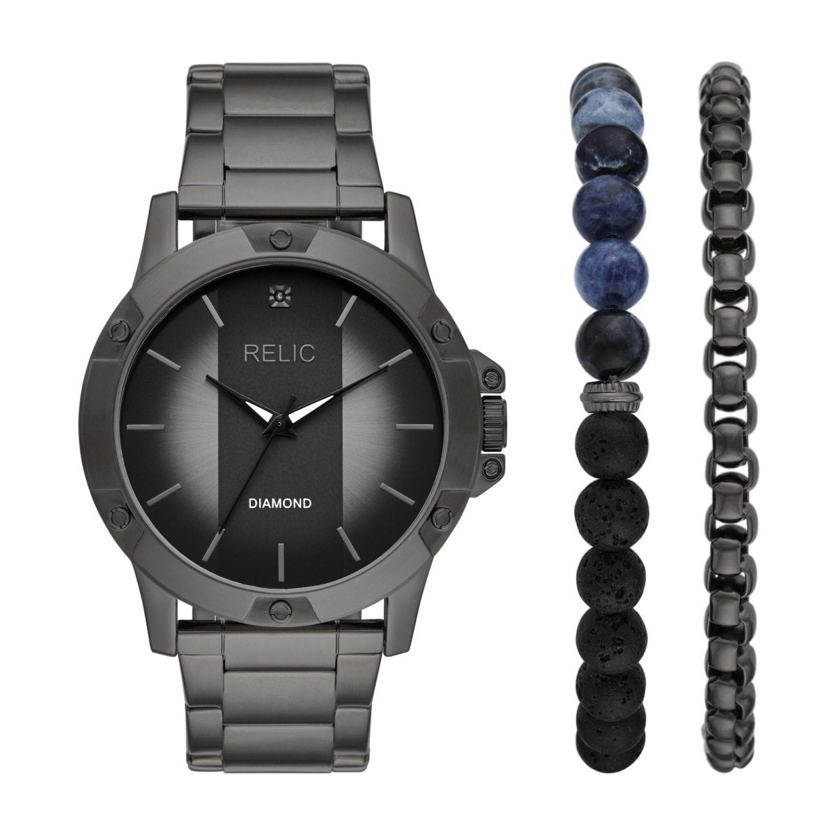 Relic Gift Sets Black Dial and Steel Bracelet 46mm Men's Watch | ZR97000 | TIME Watches