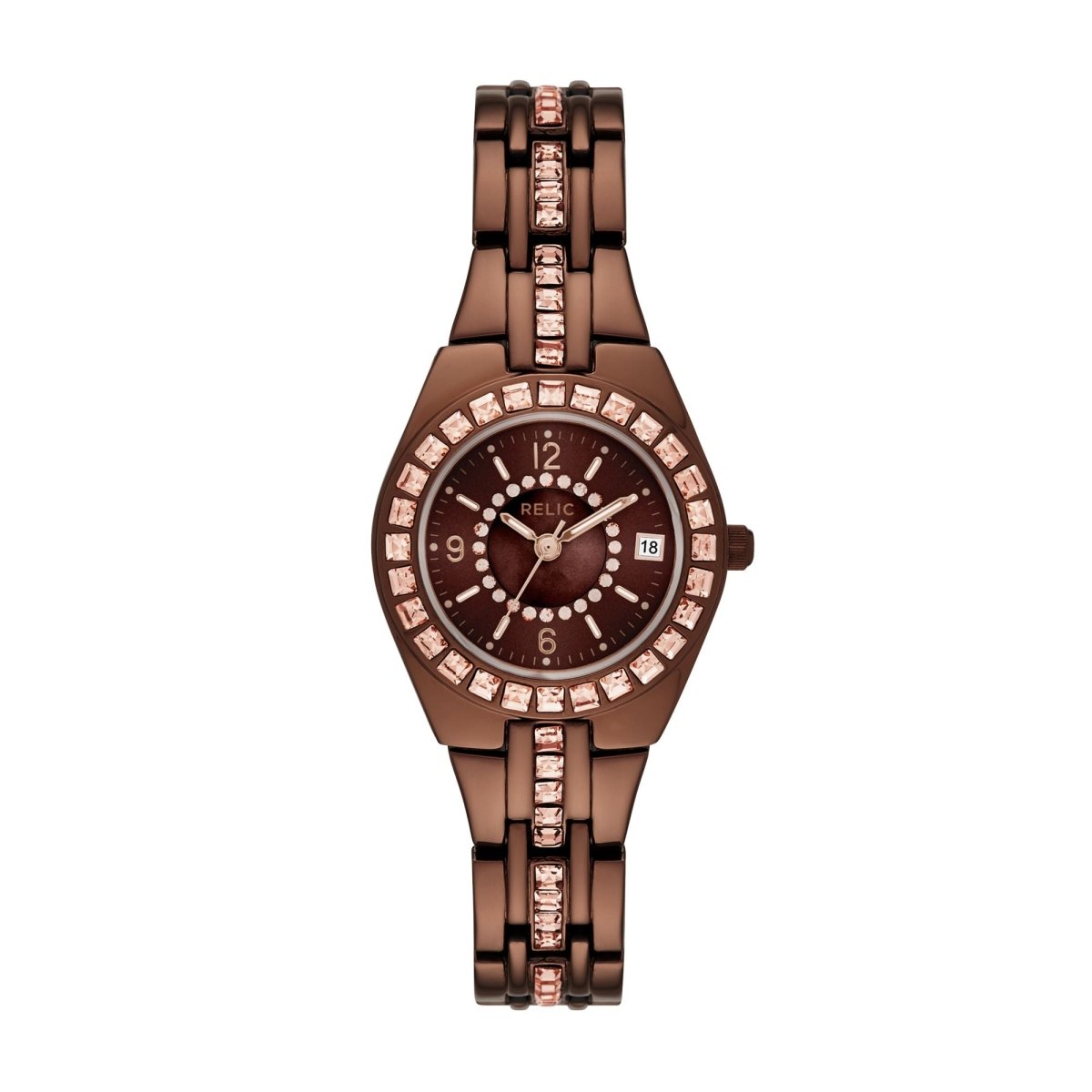 Relic Queen'S Court Brown Dial and Steel Bracelet 27mm Women's Watch | ZR12195 | TIME Watches