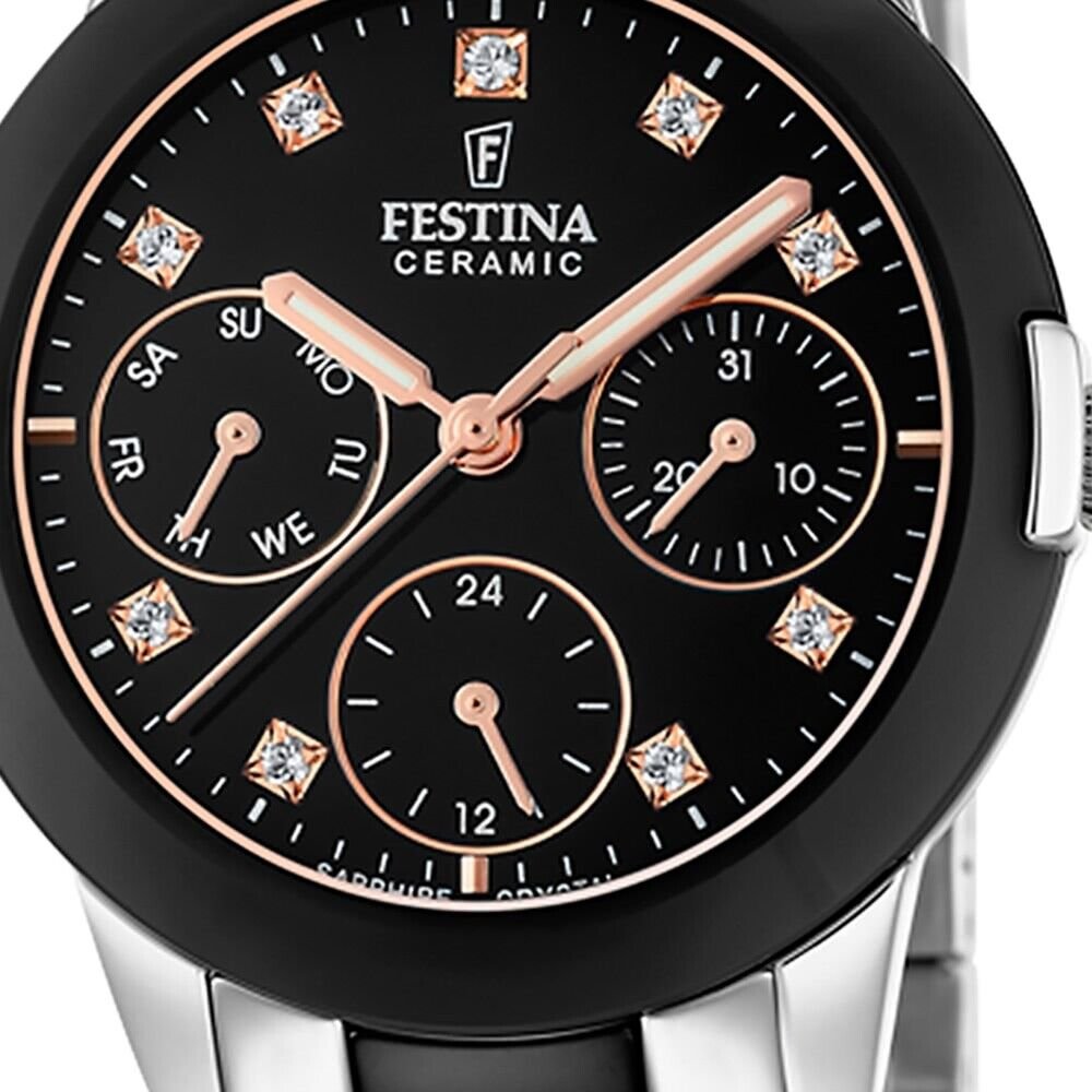 Festina Ceramic Quartz Black Multifunction Stainless Steel Black Ceramic Women's Watch | F20497/3