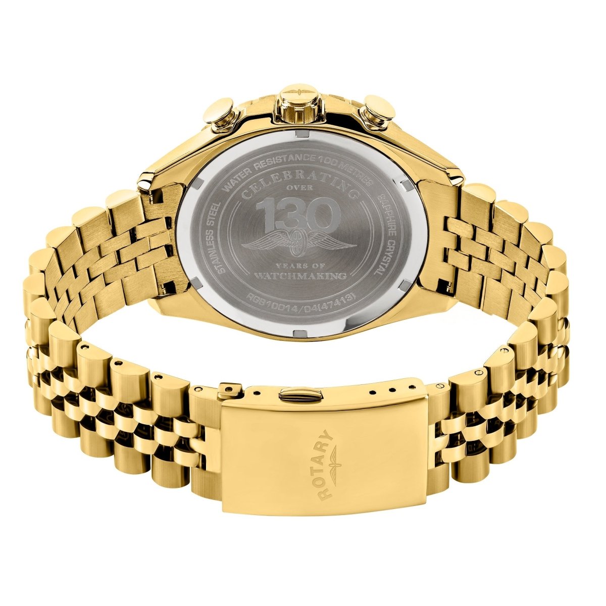 Rotary Apex100 Black Dial and Gold Steel Bracelet 42mm Men's Watch | RGB10014/04 | TIME Watches