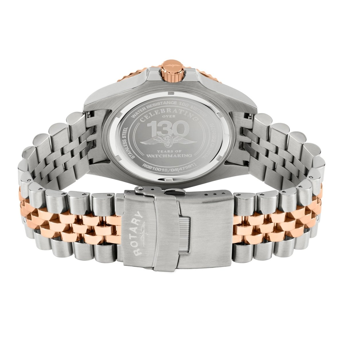 Rotary Apex100 Black Dial and Rose Gold Steel Bracelet 45mm Men's Watch | RGB10016/04 | TIME Watches