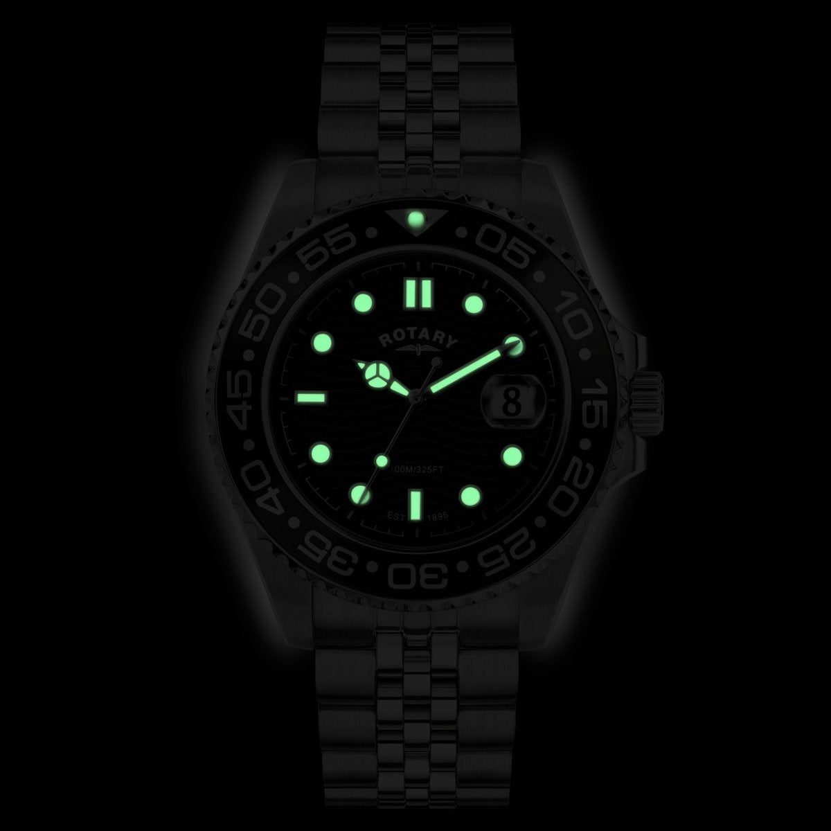 Rotary Apex100 Black Dial and Steel Bracelet 45mm Men's Watch | RGB10015/04 | TIME Watches