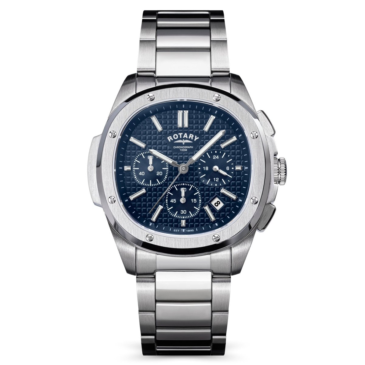 Rotary Apex100 Blue Dial and Steel Bracelet 40mm Men's Watch | RGB10031/05 | TIME Watches