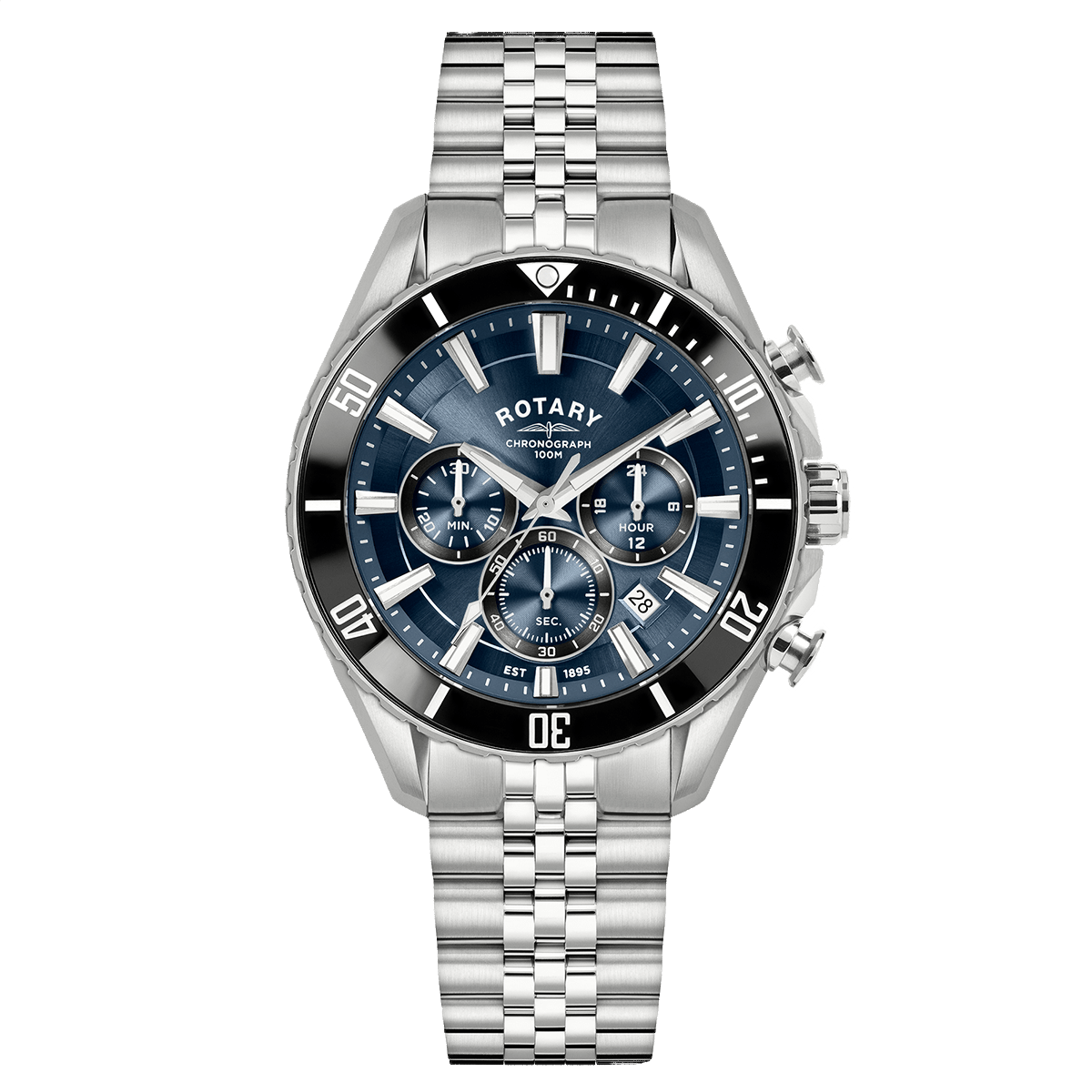 Rotary Apex100 Blue Dial and Steel Bracelet 42mm Men's Watch | RGB10013/05 | TIME Watches