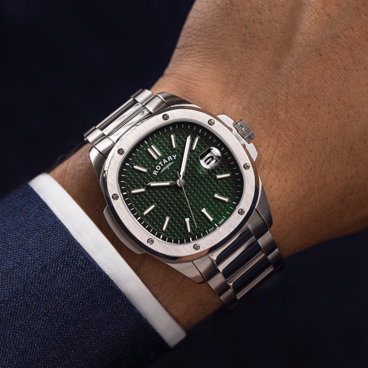 Rotary Apex100 Green Dial and Steel Bracelet 40mm Men's Watch | GB05575/24 | TIME Watches