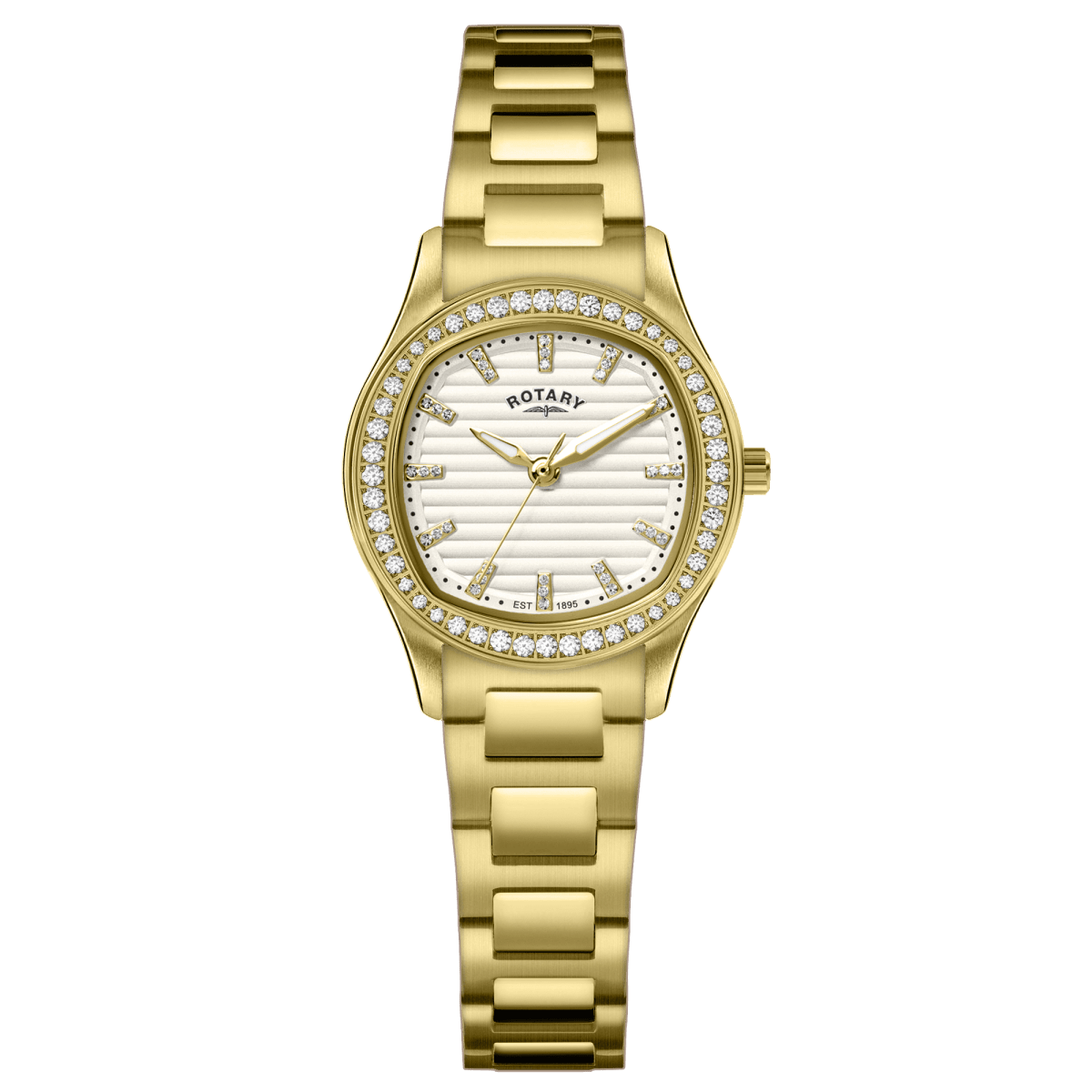 Rotary Brilliance White Dial and Gold Steel Bracelet 28mm Women's Watch | RLB10018/01 | TIME Watches
