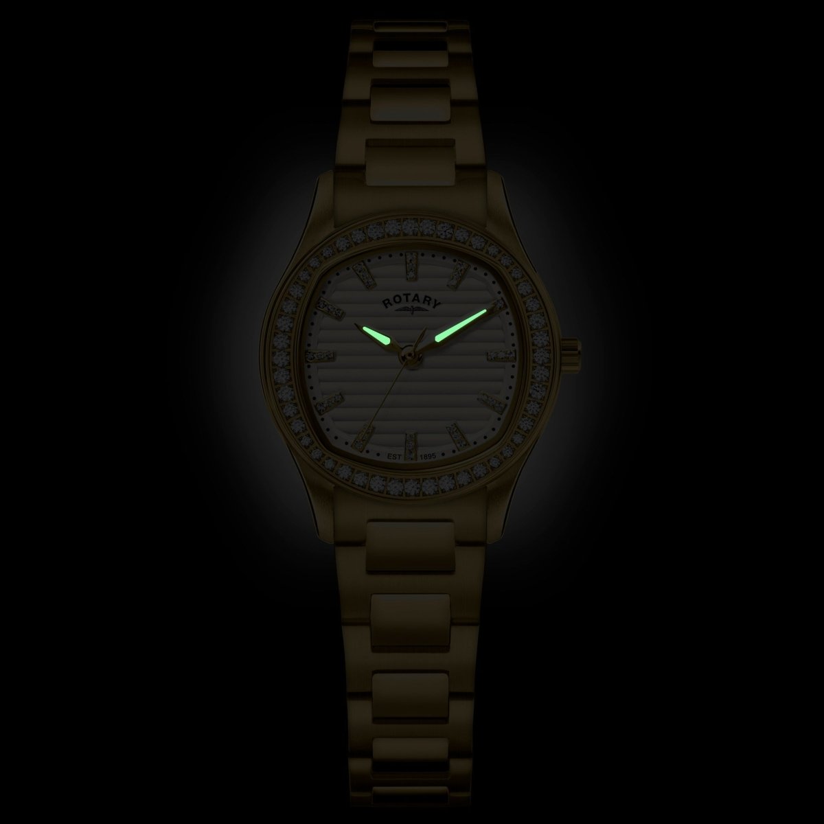 Rotary Brilliance White Dial and Gold Steel Bracelet 28mm Women's Watch | RLB10018/01 | TIME Watches