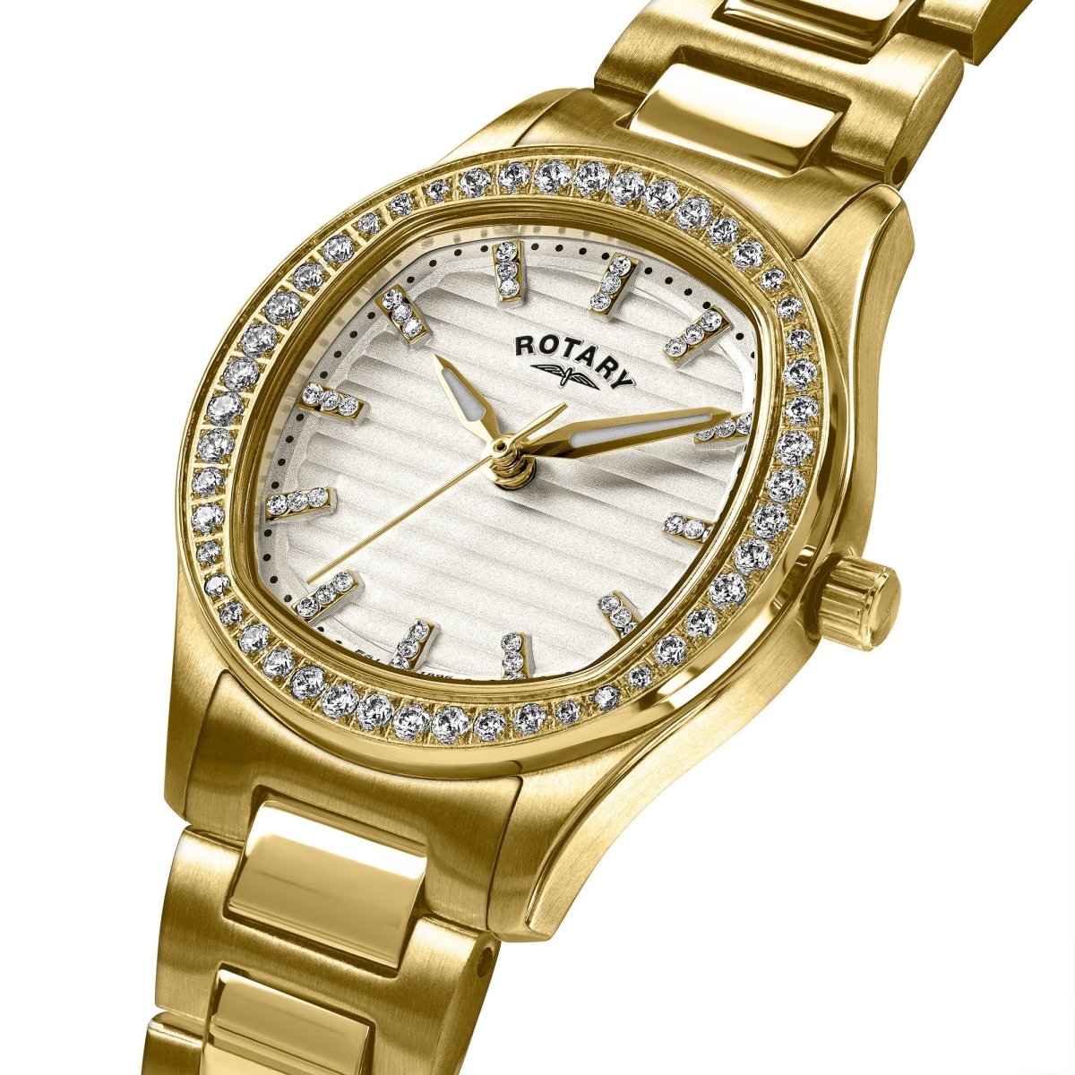 Rotary Brilliance White Dial and Gold Steel Bracelet 28mm Women's Watch | RLB10018/01 | TIME Watches