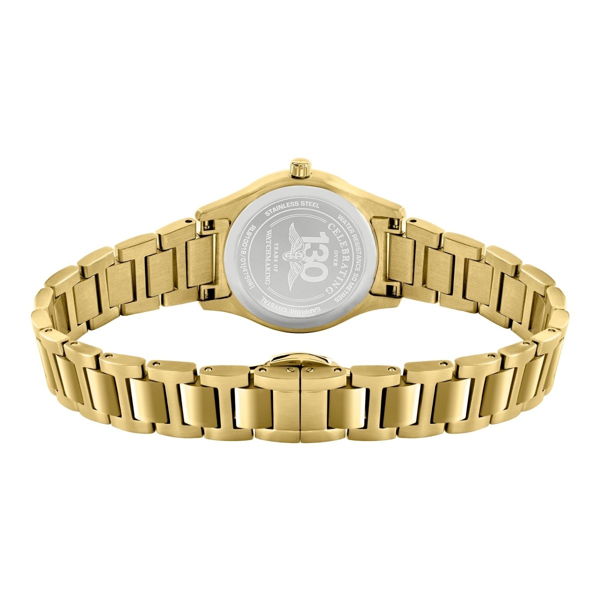 Rotary Brilliance White Dial and Gold Steel Bracelet 28mm Women's Watch | RLB10018/01 | TIME Watches