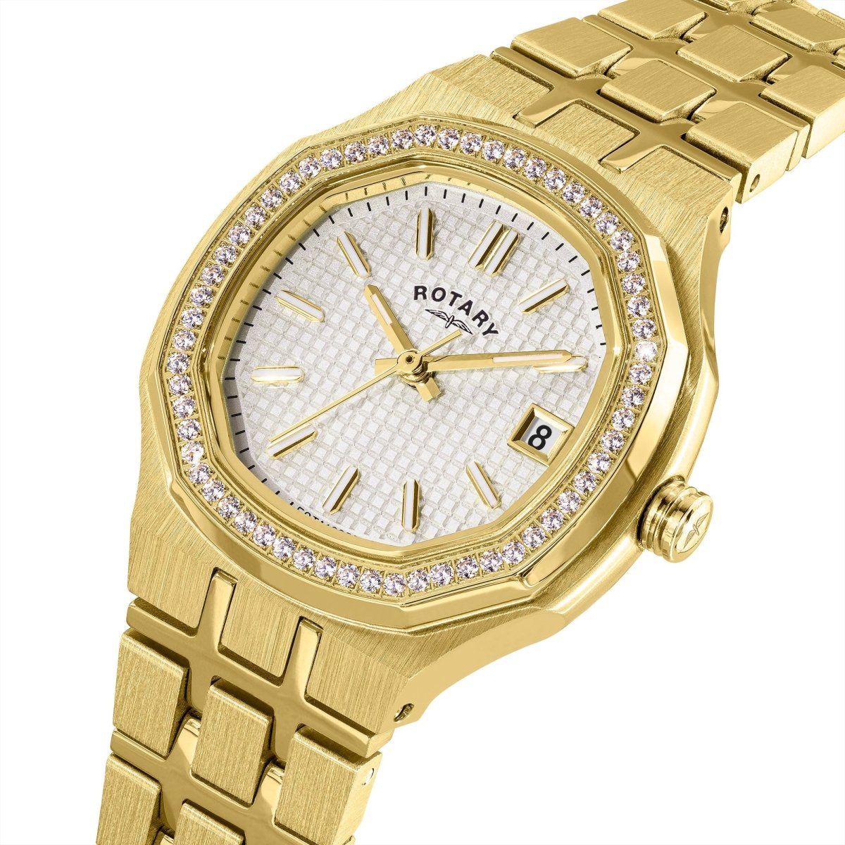 Rotary Brilliance White Dial and Gold Steel Bracelet 30mm Women's Watch | RLB10014/01 | TIME Watches