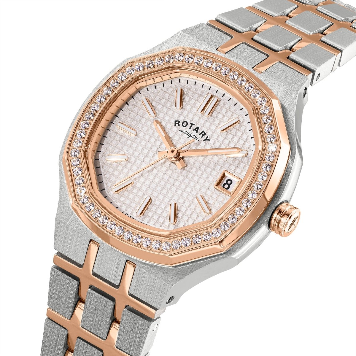 Rotary Brilliance White Dial and Rose Gold Steel Bracelet 30mm Women's Watch | RLB10015/01 | TIME Watches