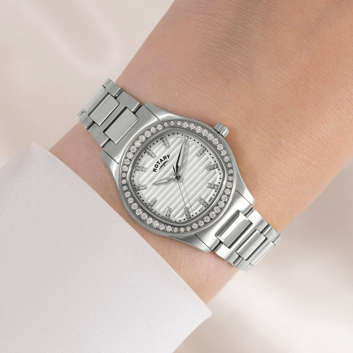 Rotary Brilliance White Dial and Steel Bracelet 28mm Women's Watch | RLB10019/01 | TIME Watches