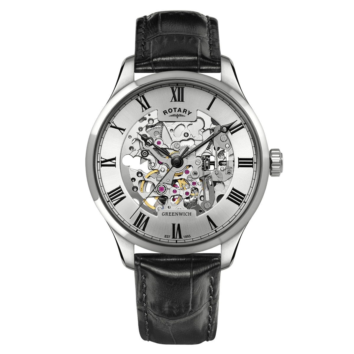 Rotary Greenwich Silver Dial and Black Leather 42mm Men's Watch | GS02940/06 | TIME Watches