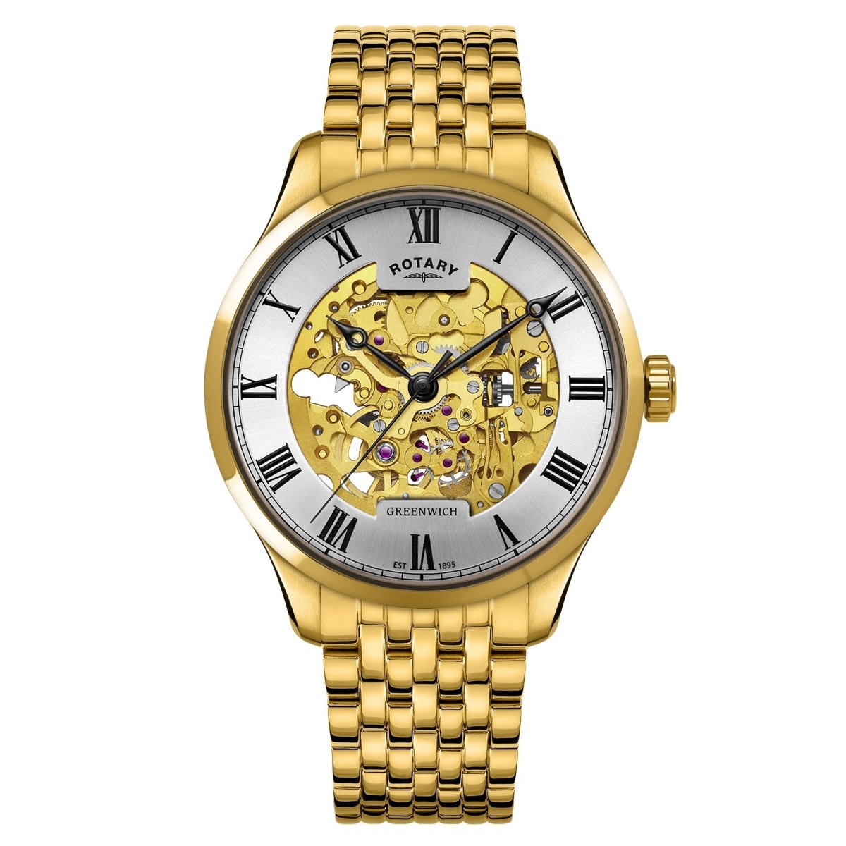 Rotary Greenwich Silver Dial and Gold Steel Bracelet 42mm Men's Watch | GB02941/03 | TIME Watches