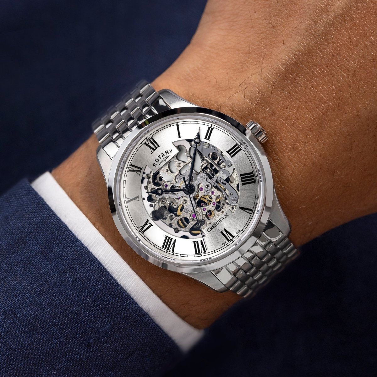 Rotary Greenwich Silver Dial and Steel Bracelet 42mm Men's Watch | GB02940/06 | TIME Watches