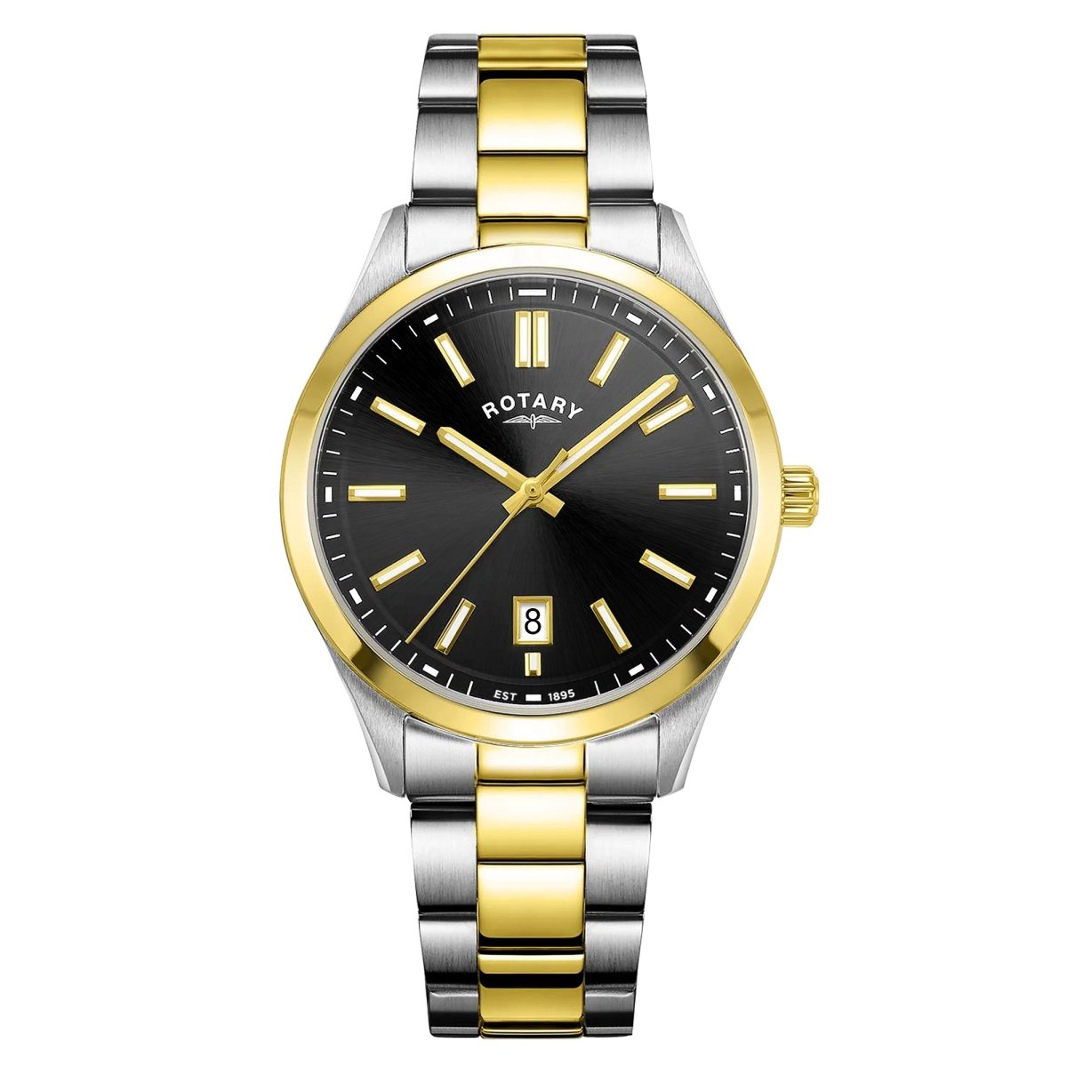 Rotary Heritage Gents Black Dial and Gold Steel Bracelet 40mm Men's Watch | GB05521/04 | TIME Watches