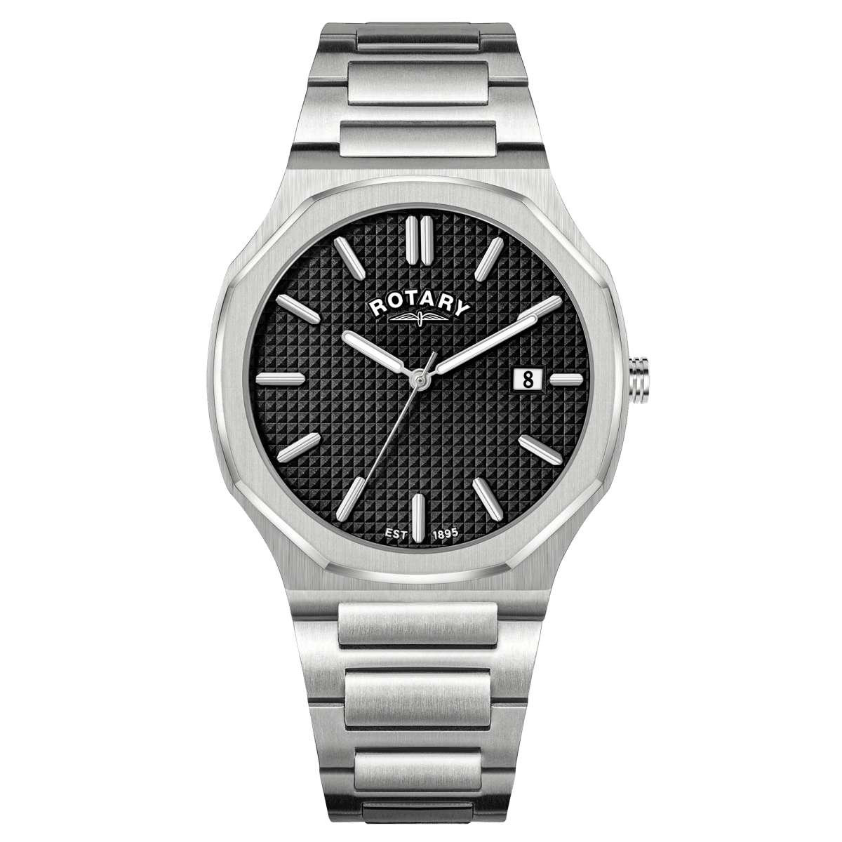 Rotary Heritage Gents Black Dial and Steel Bracelet 40mm Men's Watch | RGB10019/04 | TIME Watches