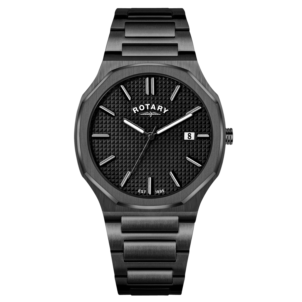 Rotary Heritage Gents Black Dial and Steel Bracelet 40mm Men's Watch | RGB10020/04 | TIME Watches