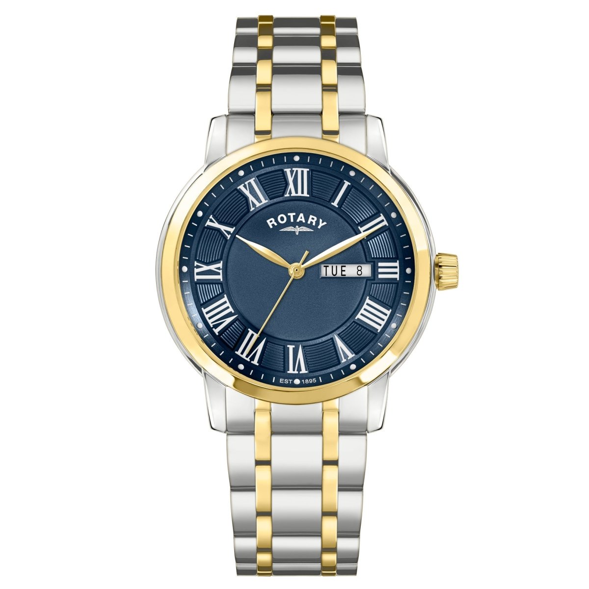 Rotary Heritage Gents Blue Dial and Gold Steel Bracelet 40mm Men's Watch | RGB10021/05 | TIME Watches