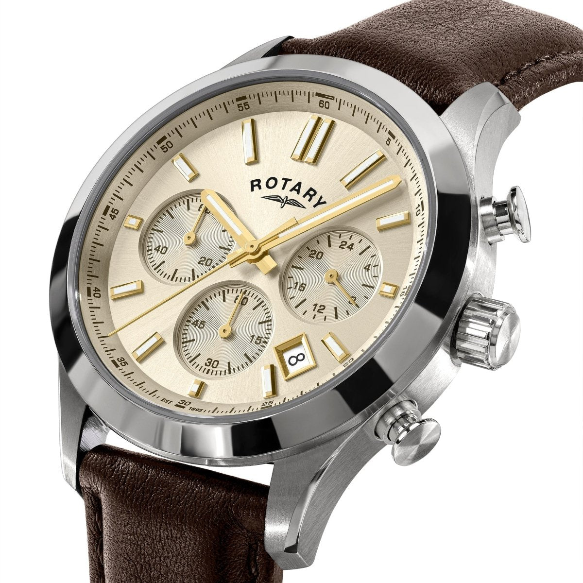 Rotary Heritage Gents Champagne Dial and Brown Leather 40mm Men's Watch | RGS10071/03 | TIME Watches