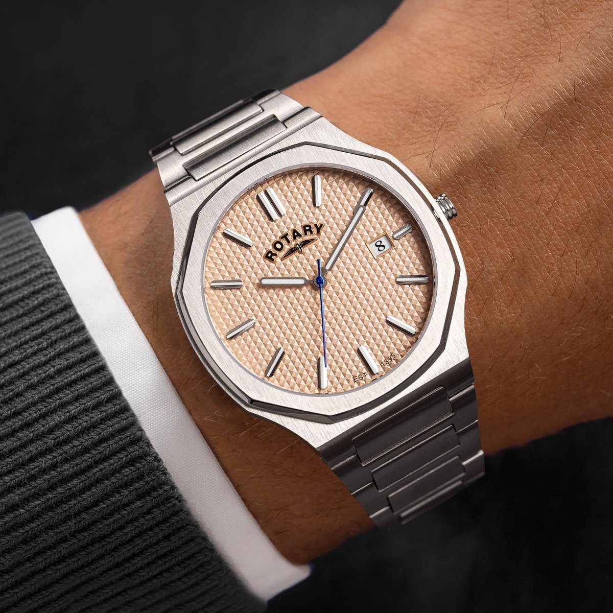 Rotary Heritage Gents Champagne Dial and Steel Bracelet 40mm Men's Watch | RGB10019/31 | TIME Watches