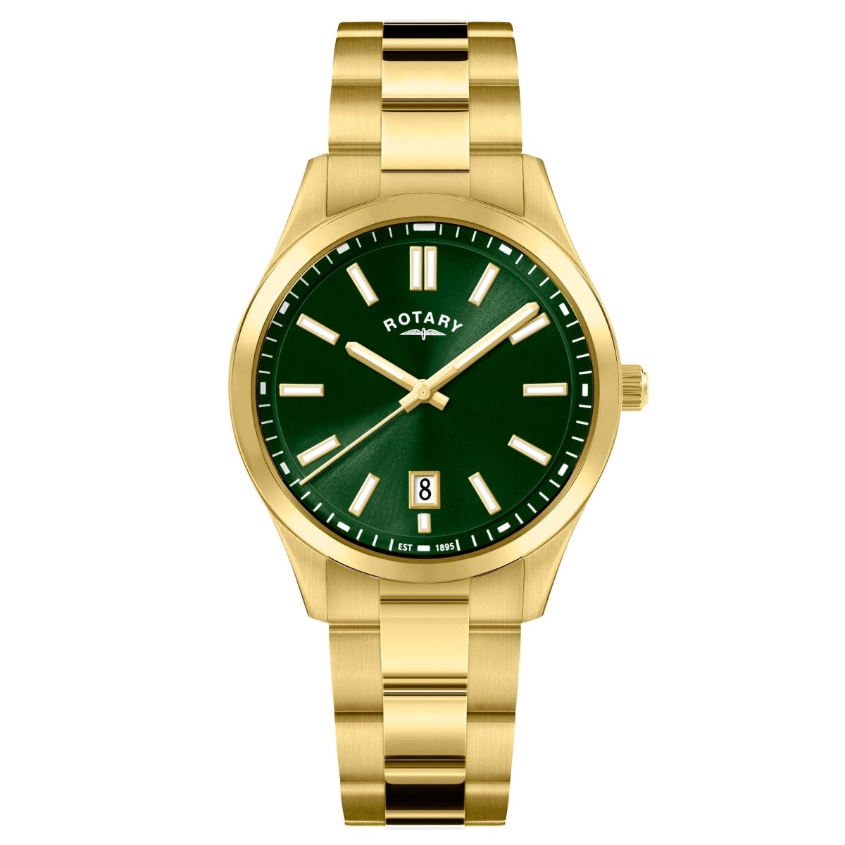 Rotary Heritage Gents Green Dial and Gold Steel Bracelet 40mm Men's Watch | RGB05522/24 | TIME Watches