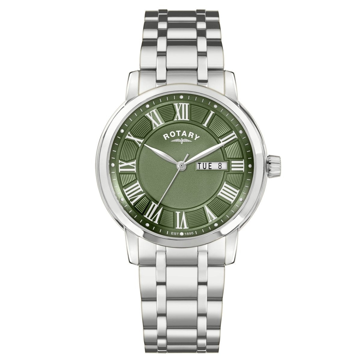 Rotary Heritage Gents Green Dial and Steel Bracelet 40mm Men's Watch | RGB10023/24 | TIME Watches