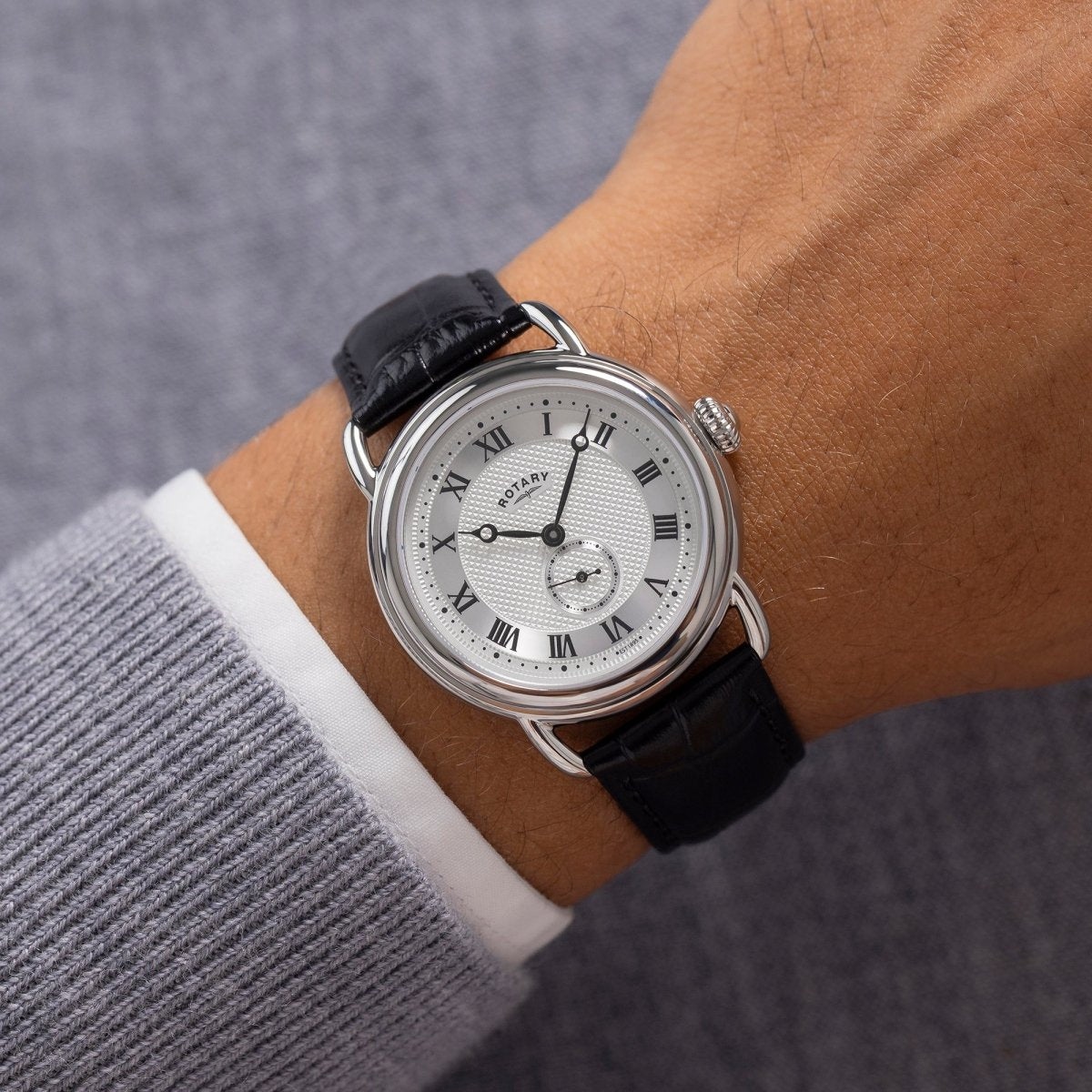 Rotary Heritage Gents Silver Dial and Black Leather 38mm Men's Watch | GS02424/21 | TIME Watches