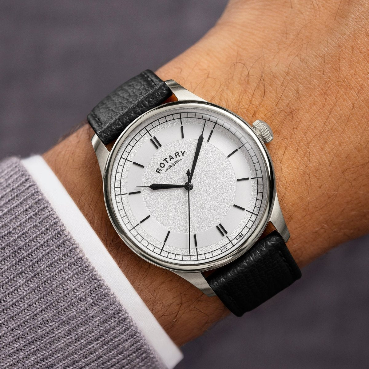Rotary Heritage Gents Silver Dial and Black Leather 40mm Men's Watch | GS05980/06 | TIME Watches