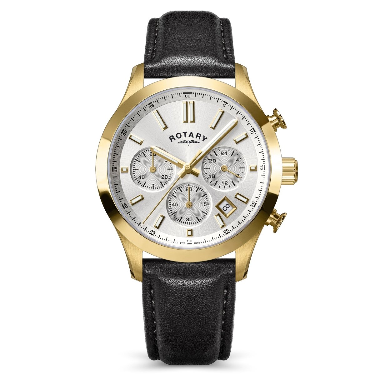 Rotary Heritage Gents White Dial and Black Leather 40mm Men's Watch | RGS10072/70 | TIME Watches
