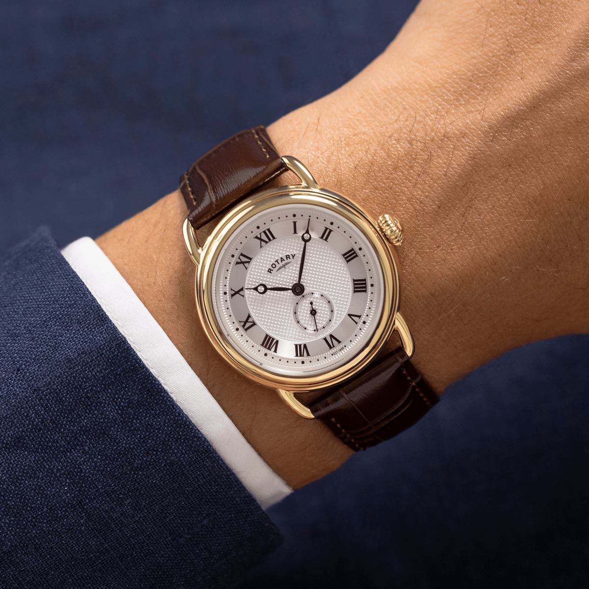 Rotary Heritage Gents White Dial and Brown Leather 38mm Men's Watch | RGS10014/06 | TIME Watches