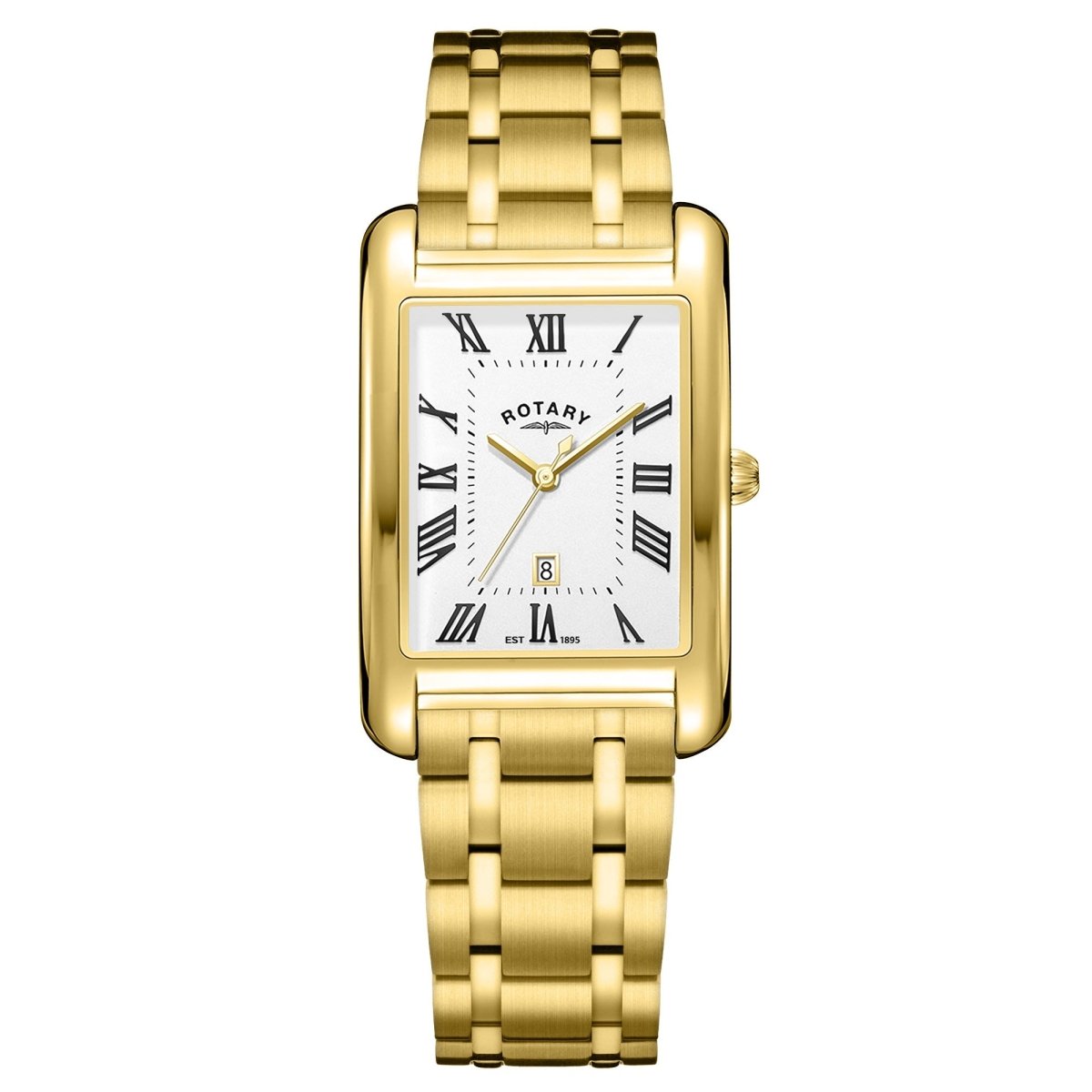 Rotary Heritage Gents White Dial and Gold Steel Bracelet 29mm Men's Watch | RGB05753/01 | TIME Watches
