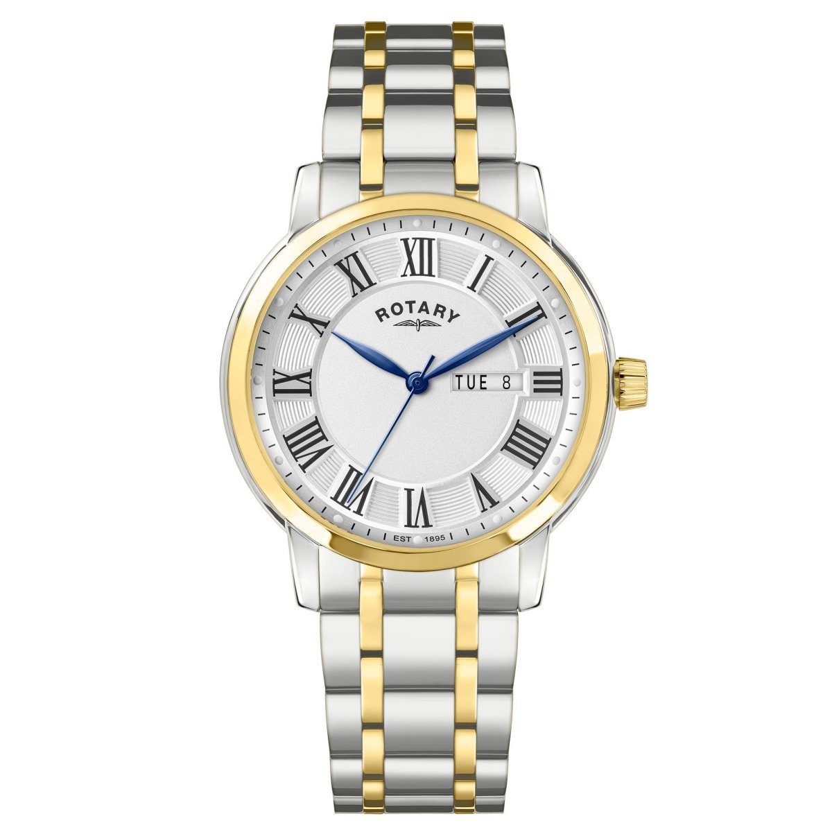 Rotary Heritage Gents White Dial and Gold Steel Bracelet 40mm Men's Watch | RGB10021/70 | TIME Watches