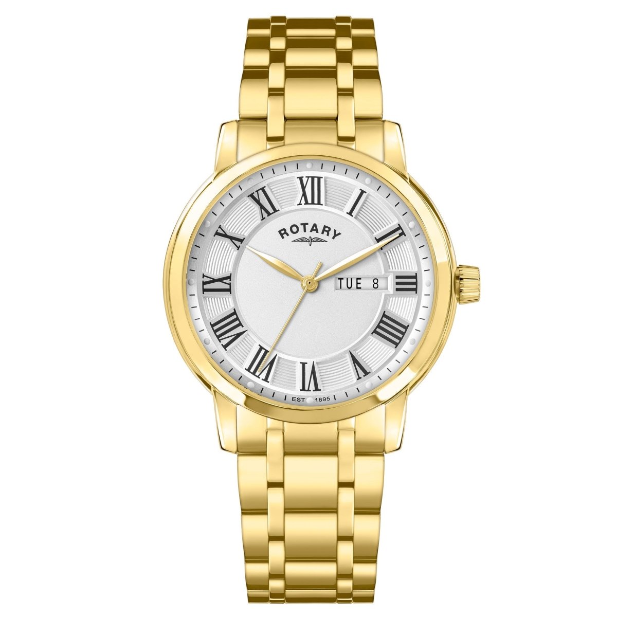 Rotary Heritage Gents White Dial and Gold Steel Bracelet 40mm Men's Watch | RGB10022/70 | TIME Watches