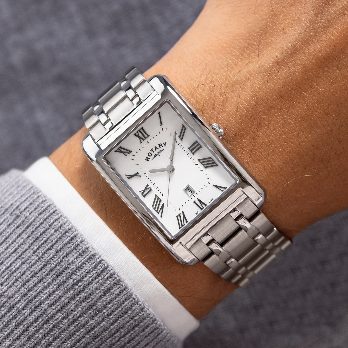 Rotary Heritage Gents White Dial and Steel Bracelet 29mm Men's Watch | RGB05750/01 | TIME Watches