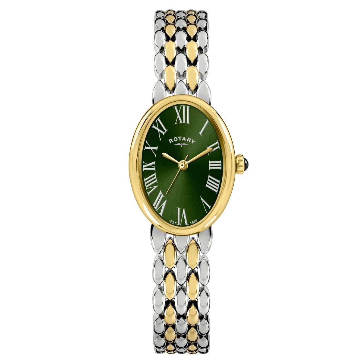 Rotary Heritage Ladies Green Dial and Gold Steel Bracelet 23mm Women's Watch | RLB10025/24 | TIME Watches