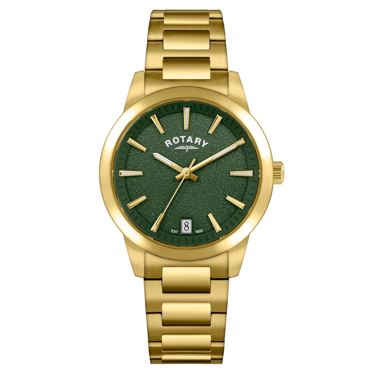 Rotary Heritage Ladies Green Dial and Gold Steel Bracelet 34mm Women's Watch | RLB10016/24 | TIME Watches