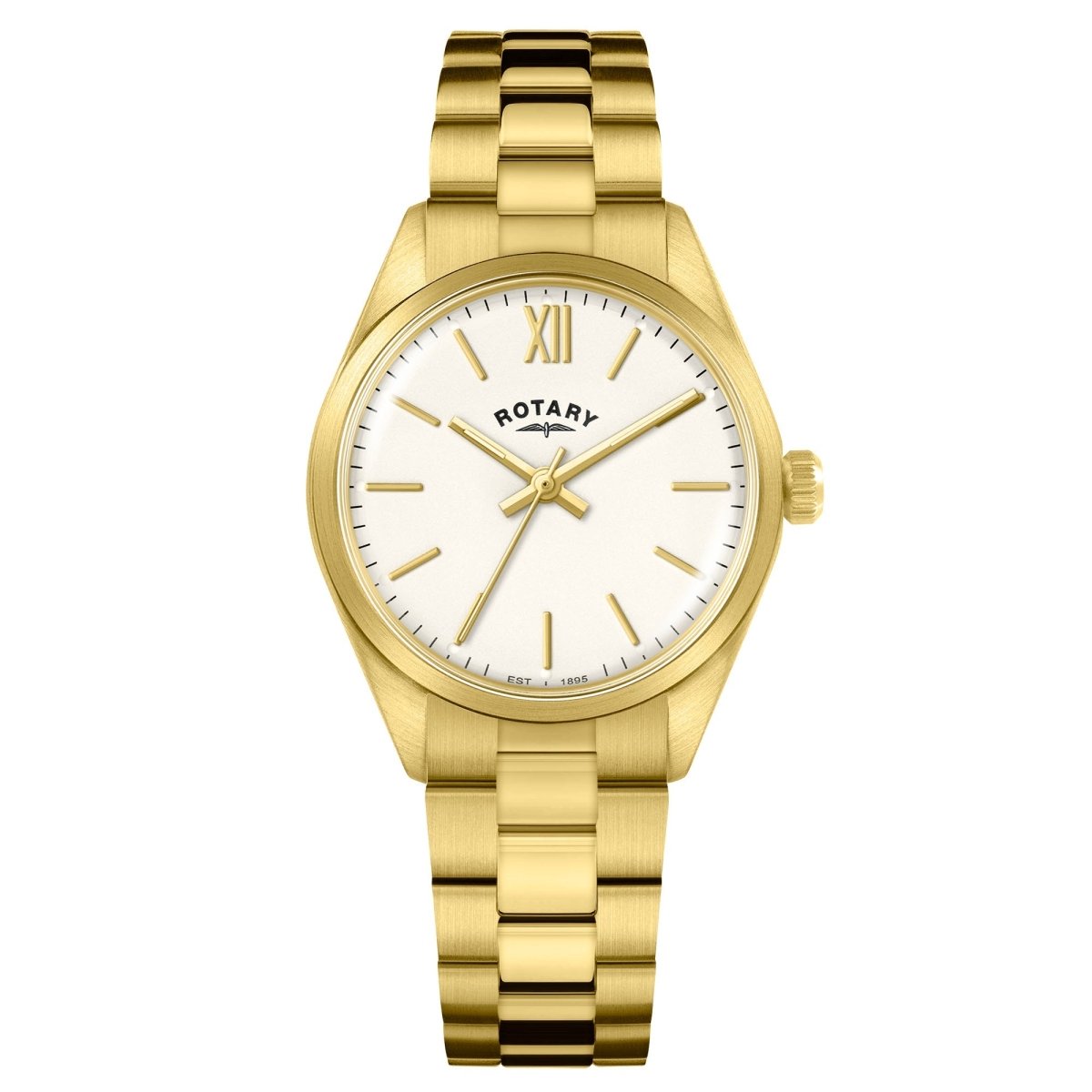 Rotary Heritage Ladies White Dial and Gold Steel Bracelet 32mm Women's Watch | RLB10006/01 | TIME Watches