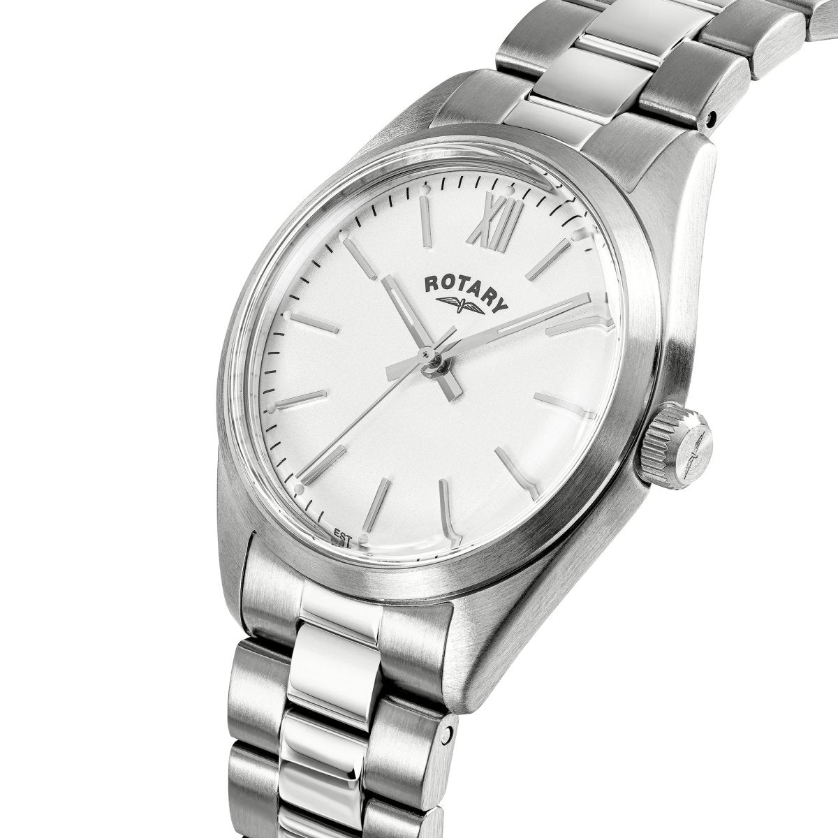 Rotary Heritage Ladies White Dial and Steel Bracelet 32mm Women's Watch | RLB10005/01 | TIME Watches