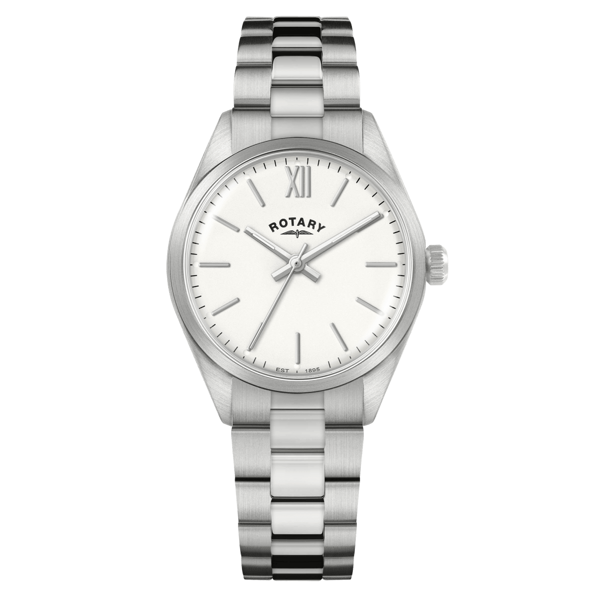 Rotary Heritage Ladies White Dial and Steel Bracelet 32mm Women's Watch | RLB10005/01 | TIME Watches