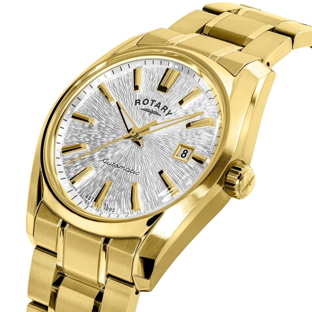 Rotary Lumen White Dial and Gold Steel Bracelet 40mm Men's Watch | RGB10010/06 | TIME Watches